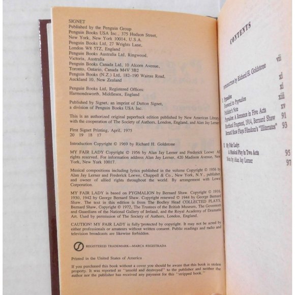 George Bernard Shaw's Pygmalion and My Fair Lady Vintage 1975 Hardcover Signet - Picture 4 of 6